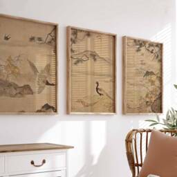 Japanese Art Print Set, Birds & Flowers, Oriental Wall - thumbnail 4