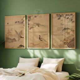 Japanese Art Print Set, Birds & Flowers, Oriental Wall - thumbnail 3