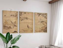 Japanese Art Print Set, Birds & Flowers, Oriental Wall