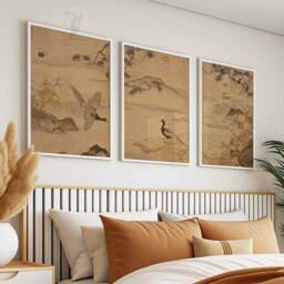 Japanese Art Print Set, Birds & Flowers, Oriental Wall - thumbnail 2