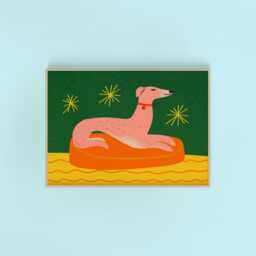 Pink Greyhound Art Print Vintage Dog Lover Wall Decor - thumbnail 1