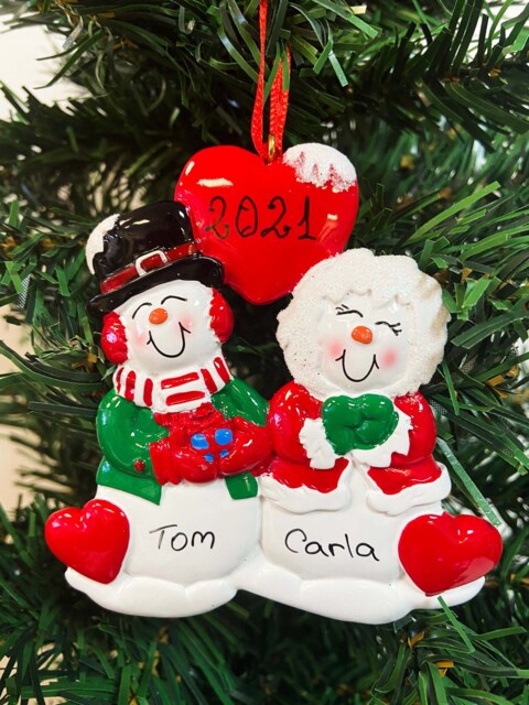Personalized Snow Couple Christmas Ornament Family Keepsake Bauble - image 1