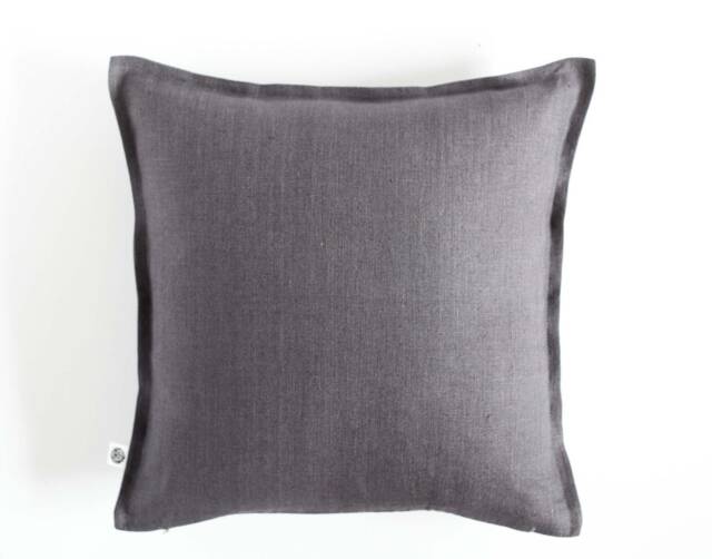 Dark Gray Linen Pillow Cover Euro Sham, Farmhouse Decor - image 1