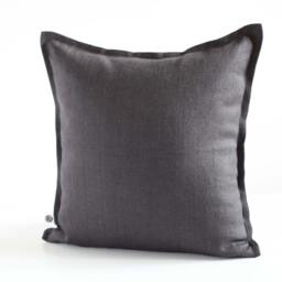 Dark Gray Linen Pillow Cover Euro Sham, Farmhouse Decor - thumbnail 2