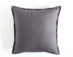 Dark Gray Linen Pillow Cover Euro Sham, Farmhouse Decor - thumbnail 1