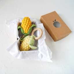 Crochet Corn Baby Toy, Little Sweet First Toy, Locally Grown Shower Gift - thumbnail 3