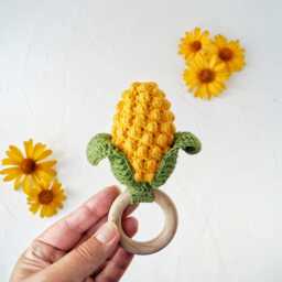 Crochet Corn Baby Toy, Little Sweet First Toy, Locally Grown Shower Gift - thumbnail 2