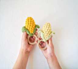 Crochet Corn Baby Toy, Little Sweet First Toy, Locally Grown Shower Gift