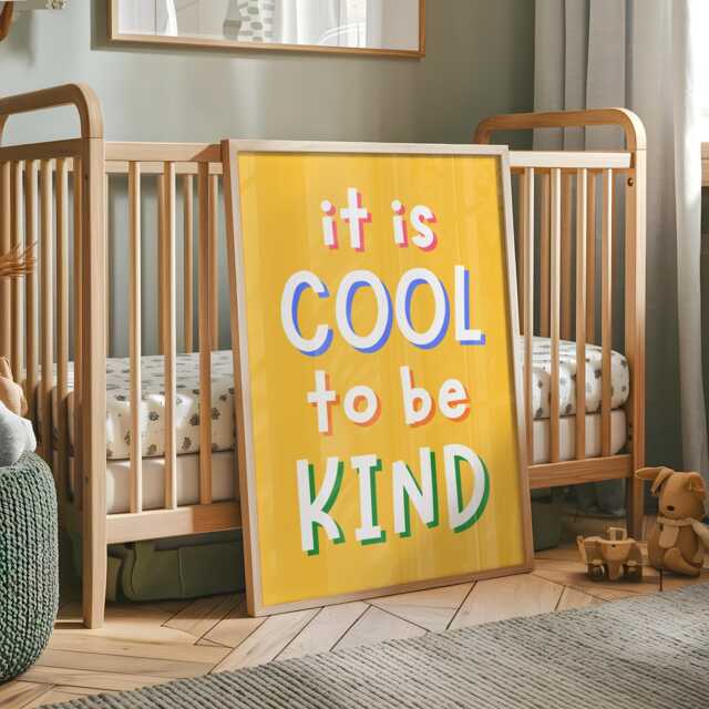 It's Cool To Be Kind Playroom Print - Colourful Classroom Prints, Print, Bright For Kids Room, Affirmations - image 1