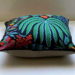 Sanderson Rainforest Cushion Cover Tropical Linen Pillow, Green & Orange - thumbnail 3