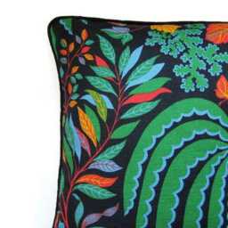 Sanderson Rainforest Cushion Cover Tropical Linen Pillow, Green & Orange - thumbnail 2