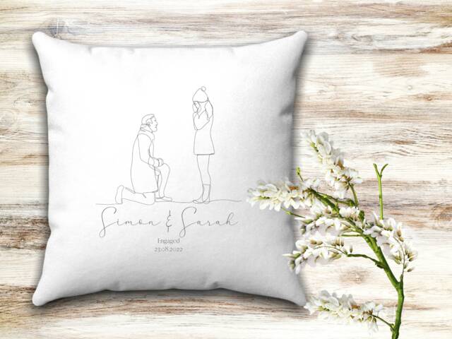 Personalised Engagement Cushion, Engagement Gift Personalised, Gift For Newly Engaged Couple, Friends, Congratulations - image 1