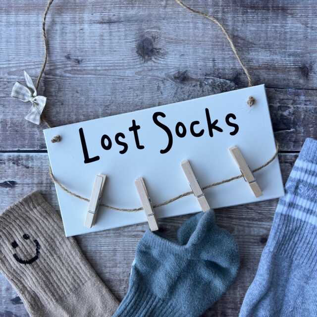 Lost Socks Laundry Room Decor, Christmas New Home Gift, Utility Room Gift, Gift For Mums, Funny Kitchen Sign, Pegs, Washing, Organiser, Sorting - image 1