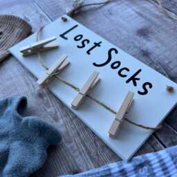 Lost Socks Laundry Room Decor, Christmas New Home Gift, Utility Room Gift, Gift For Mums, Funny Kitchen Sign, Pegs, Washing, Organiser, Sorting - thumbnail 3