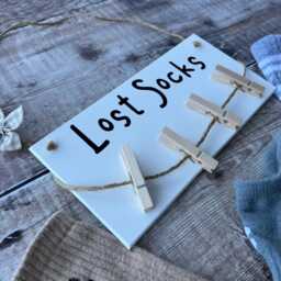 Lost Socks Laundry Room Decor, Christmas New Home Gift, Utility Room Gift, Gift For Mums, Funny Kitchen Sign, Pegs, Washing, Organiser, Sorting - thumbnail 2