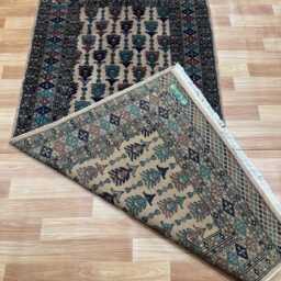 3x6 Beige Color Bokhara Rug - 0.90x1.85 Bedroom Luxury Area Turkish Fine Quality Afghan - thumbnail 4