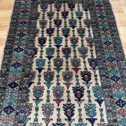 3x6 Beige Color Bokhara Rug - 0.90x1.85 Bedroom Luxury Area Turkish Fine Quality Afghan - thumbnail 3