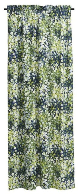 Curtain Panel White Green Blue Flowers Floral Scandinavian Modern Decor Cafe Curtain Kitchen Valance , Runner Napkins Available, Great Gift