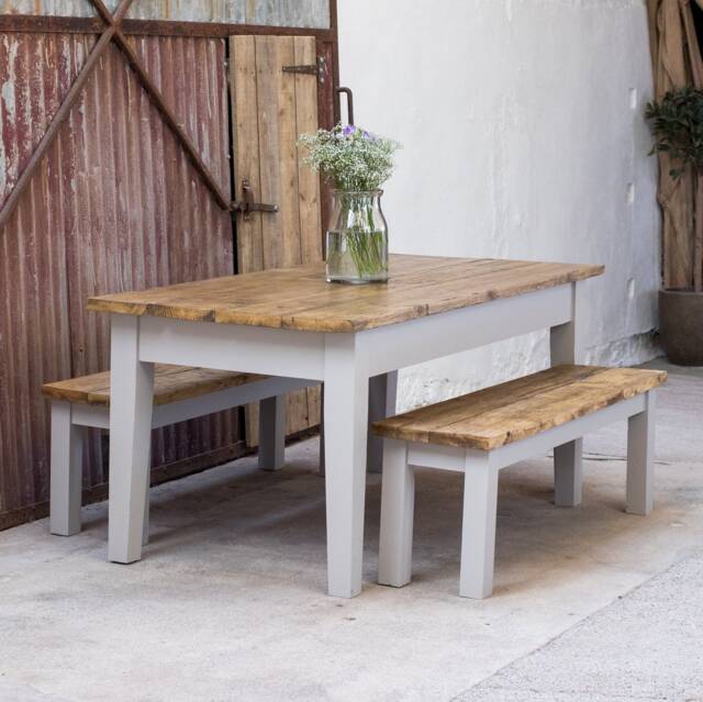 Extra Wide Rustic Victorian Style Dining Table - Bakery Table- Handmade Tapered Leg Made in The UK - image 1