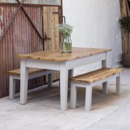Extra Wide Rustic Victorian Style Dining Table - Bakery Table- Handmade Tapered Leg Made in The UK - thumbnail 1