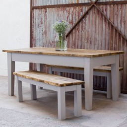 Extra Wide Rustic Victorian Style Dining Table - Bakery Table- Handmade Tapered Leg Made in The UK - thumbnail 2