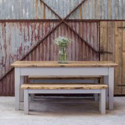 Extra Wide Rustic Victorian Style Dining Table - Bakery Table- Handmade Tapered Leg Made in The UK - thumbnail 3