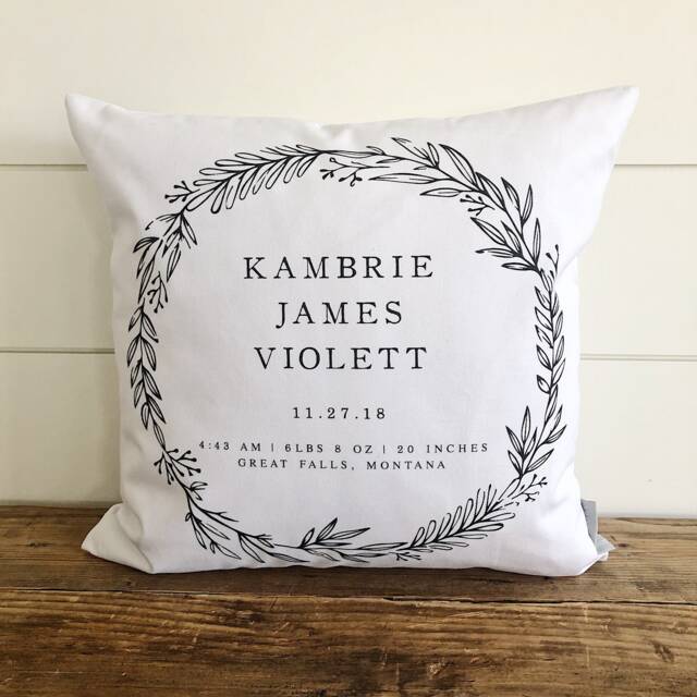 Wildflower Birth Announcement Pillow Cover - image 1