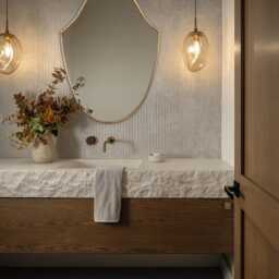 Shield Brass Wall Mirror Modern Vanity Mirror, Irregular Design - thumbnail 3