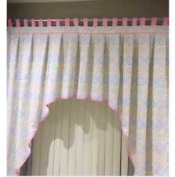 Handmade Made To Order Colourful Sunburst Soft Cotton Twill Pink, Yellow, Blue Curtain - thumbnail 1