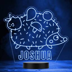 Hedgehog With Mushroom & Apples Led Lamp Personalised Gift Night Light - Bedroom