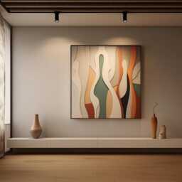 3D Geometric Wood Wall Art Colorful Carved Sculpture - thumbnail 2