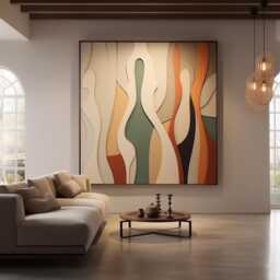 3D Geometric Wood Wall Art Colorful Carved Sculpture - thumbnail 1