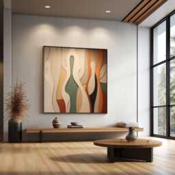 3D Geometric Wood Wall Art Colorful Carved Sculpture - thumbnail 3
