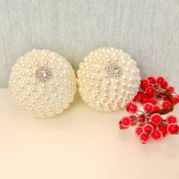 Pearl Decor Ball Bowl Filler, Pearl Ornament, Table Decoration, Gift For Mother, Wedding Decor, White Home - thumbnail 3