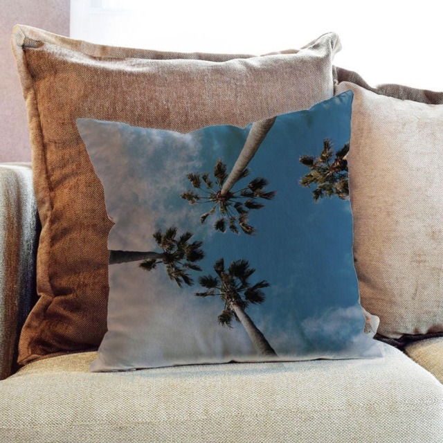 Palm Trees Photography - Decorative Pillow Throw Cushion Fabric , Case Cover Or With Filling