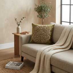 Sage Green Velvet Zardozi Embroidered Abstract Pattern, Contemporary Throw Pillow Cover - Circle Of Peace - thumbnail 3