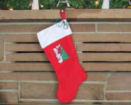Handmade Embroidered Christmas Stocking Snowman Tree Design - thumbnail 1