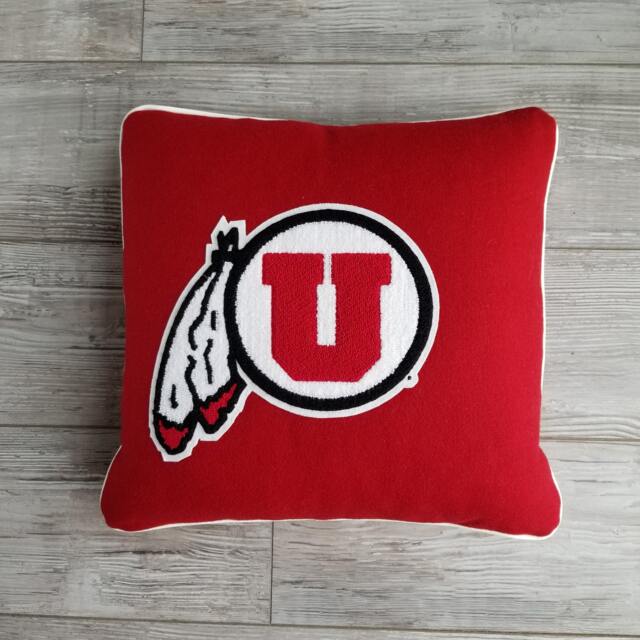 University Of Utah, Red Drum & Feather Letterman Pillow, Utah Utes, Go Utes - image 1