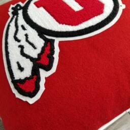 University Of Utah, Red Drum & Feather Letterman Pillow, Utah Utes, Go Utes - thumbnail 3