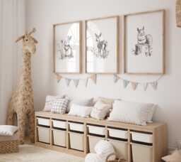 Woodland Nursery Prints Baby Room Decor, Wall Art Gift, Animal Kids Forest - thumbnail 1