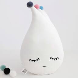 White With Pompom Raindrop Cushion For Nursery Decor, Baby Shower Gift Idea Dreamy Pillow Newborn Infant Kids Girl Bed Boy Teepee Sky - thumbnail 2