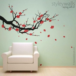 Cherry Branch Wall Decals Blossom Decal Sakura Tree - Nursery Home Decor Art - thumbnail 1
