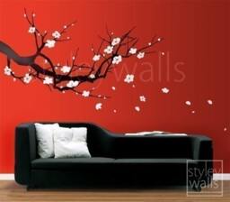 Cherry Branch Wall Decals Blossom Decal Sakura Tree - Nursery Home Decor Art - thumbnail 2