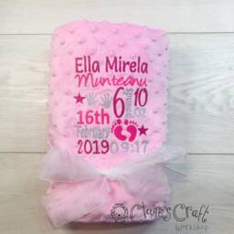 Luxury Baby Bubble Blanket in Blue, Pink Or White With Birth Details For Births, Christenings, Gifts, Birthdays Celebrations - thumbnail 3