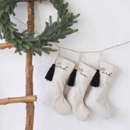 Neutral Christmas Stocking, Stocking Personalized Grey, Christmas, Minimalist Christmas Stocking Custom - thumbnail 2