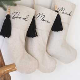 Neutral Christmas Stocking, Stocking Personalized Grey, Christmas, Minimalist Christmas Stocking Custom - thumbnail 3