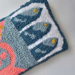 Hand Tufted Sardine Throw Pillow, Retro Pop Art Cushion - thumbnail 3