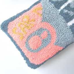 Hand Tufted Sardine Throw Pillow, Retro Pop Art Cushion - thumbnail 2