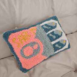 Hand Tufted Sardine Throw Pillow, Retro Pop Art Cushion - thumbnail 4