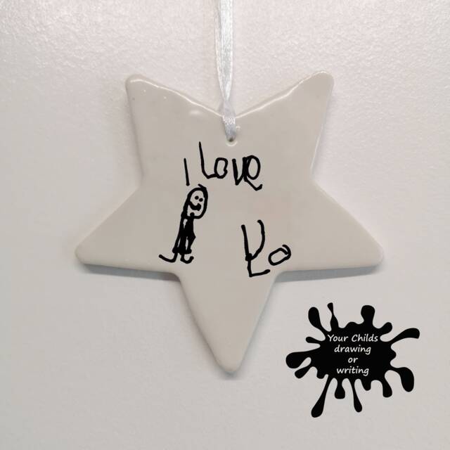 Handmade Christmas Gift For Dad- Decorations 2022 Personalised - Ornaments Tree Decorations Childs Drawing - image 1